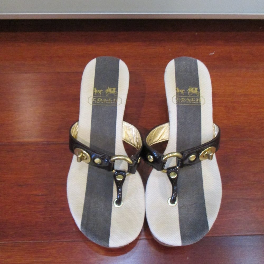*SOLD* Coach "Fauna" Wedge Thong Sandals - Picture 2 of 10